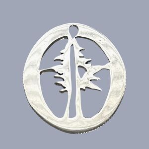 Artisan Jim Stamper Silver Tree Pendant Charm Flat Dime Coin Spruce Evergreen